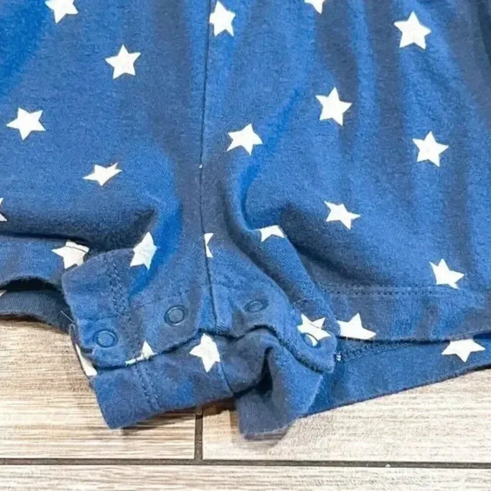 Gap Patriotic America USA Blue and White Star Ruffle Romper Size 2Y